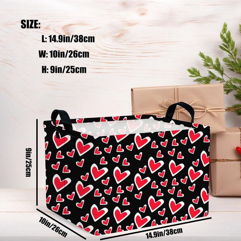 SETAMA Cute Large Valentine's Day Gift Basket Empty Heart Decor Storage Bin for Kid Baby Room Décor (Black Background Love) - Image 3